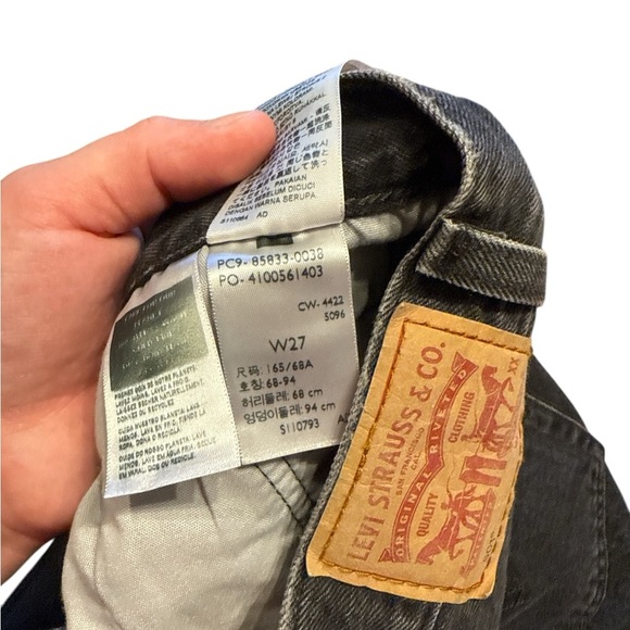 Levi's Charcoal High Waist Distressed Jean Shorts - Picture 7 of 7